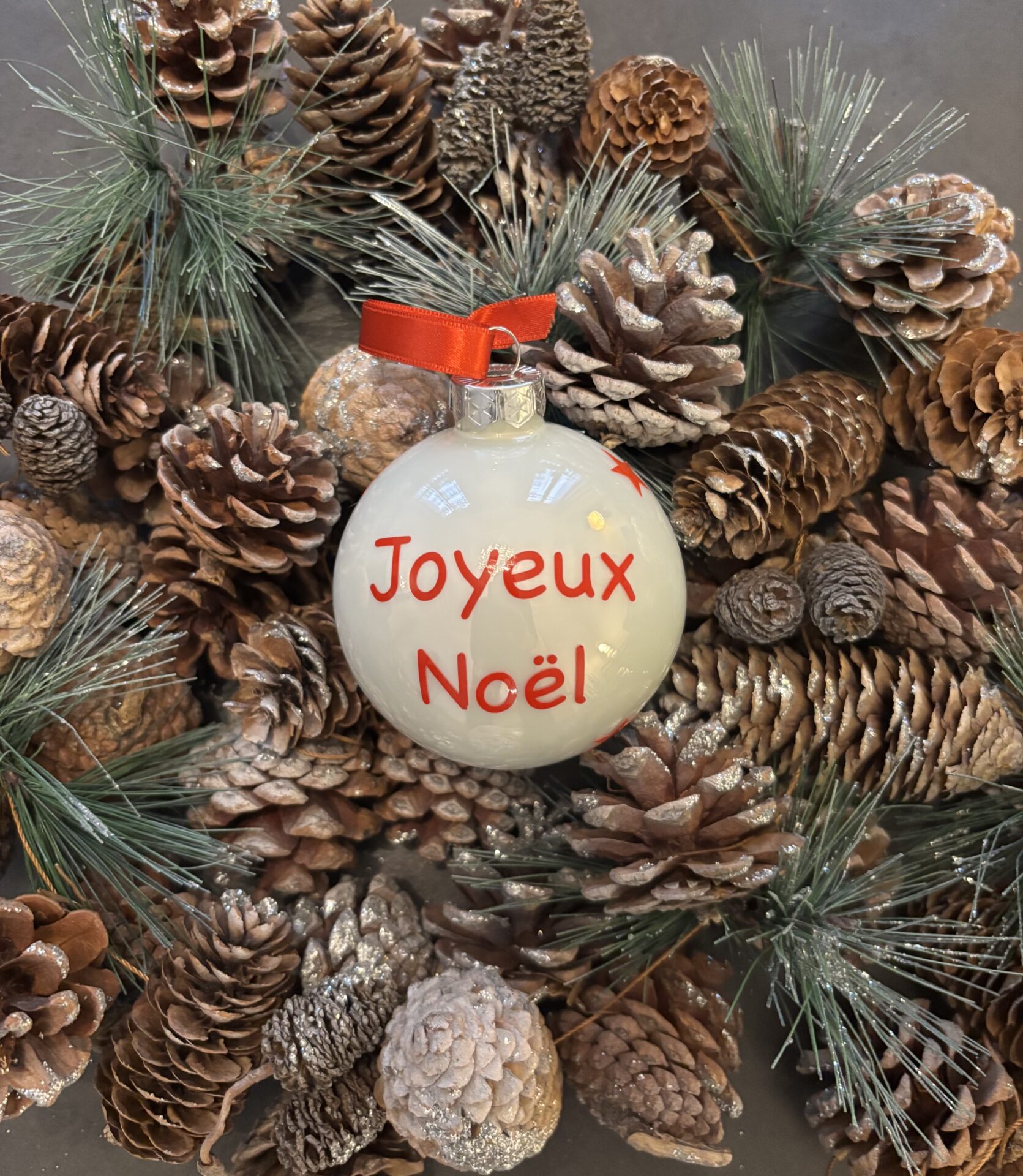 Boules de Noël personnalisées blanc brillant – Image 7