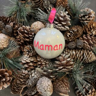 Boules de Noël personnalisées blanc brillant