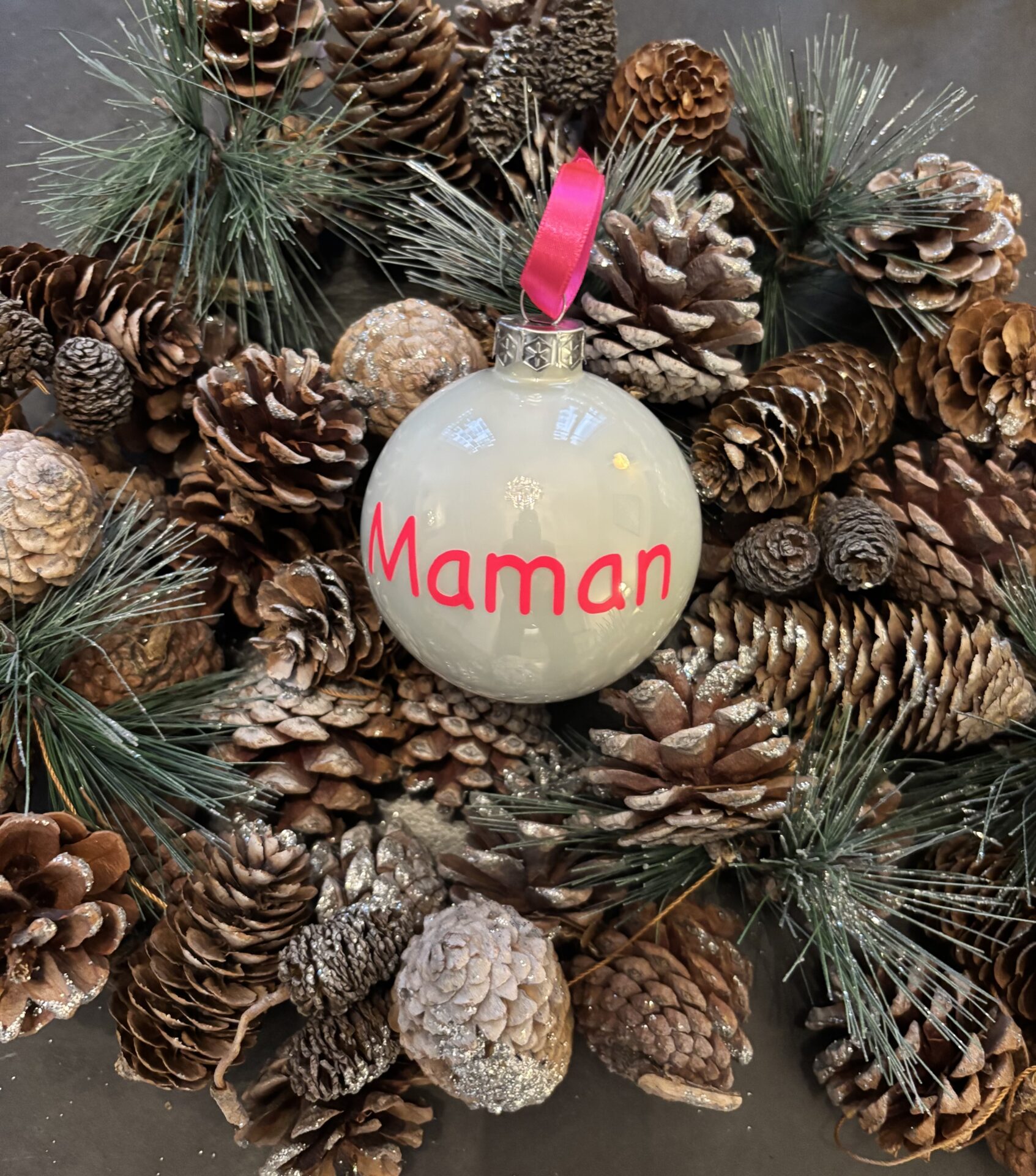 Boules de Noël personnalisées blanc brillant – Image 3