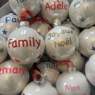 Boules de Noël personnalisées blanc brillant