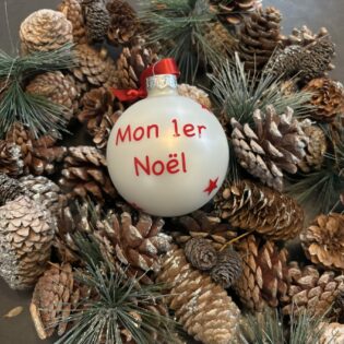 Boules de Noël personnalisées blanc mat irisé